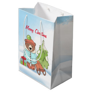 Weihnachtsbärchen mit Geschenktasche Mittlere Geschenktüte