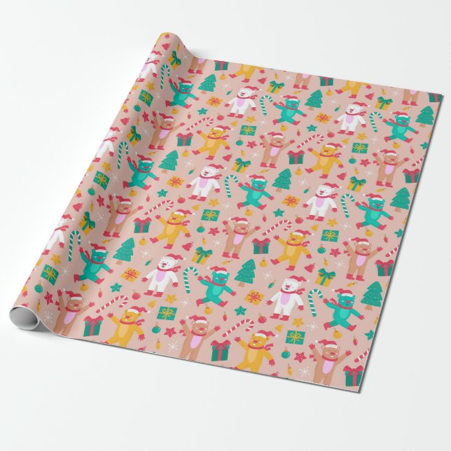 Weihnachtsbären Geschenkpapier (Ungerollt)