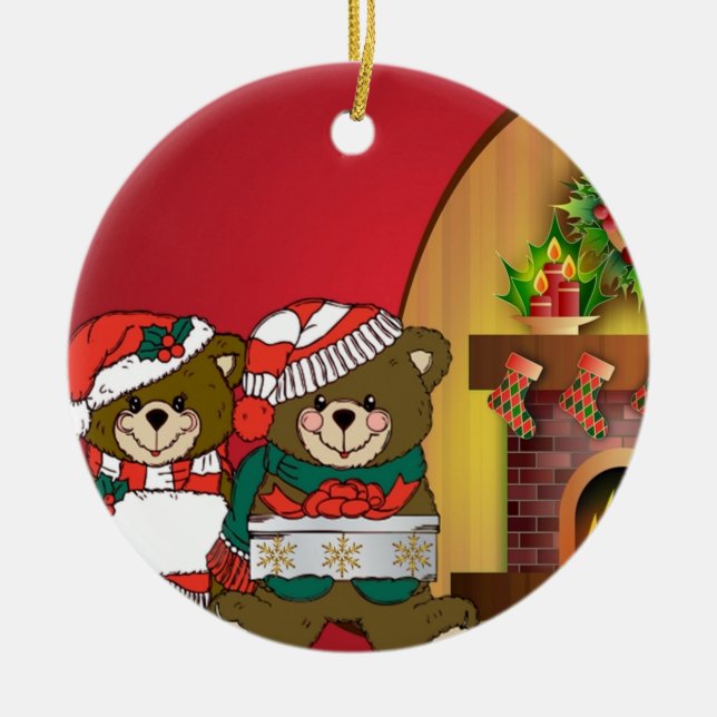 Weihnachtsbären Keramik Ornament (Vorne)