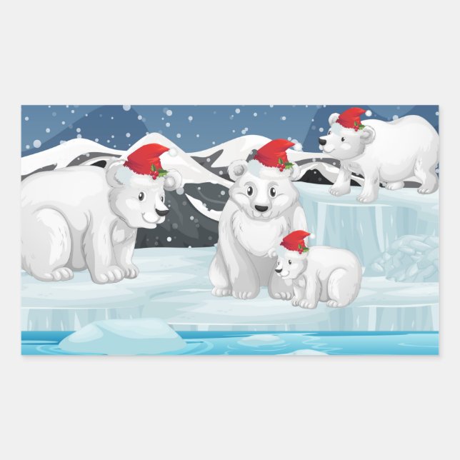 Weihnachtsbären Rechteckiger Aufkleber (Vorderseite)