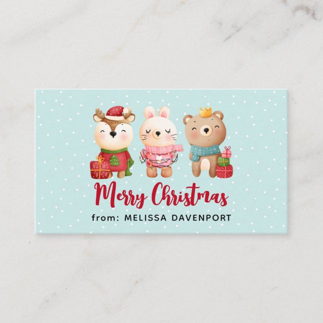 Weihnachtsbären und Kaninchen Visitenkarte (Vorderseite)