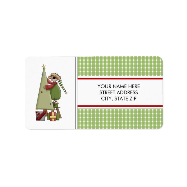 Weihnachtsbärenadresse Mailing Labels Adressaufkleber (Vorne)