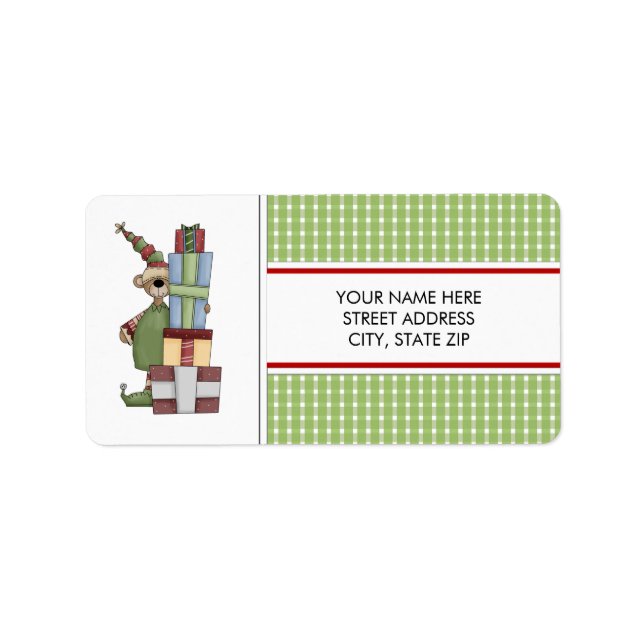 Weihnachtsbärenadresse Mailing Labels Adressaufkleber (Vorne)