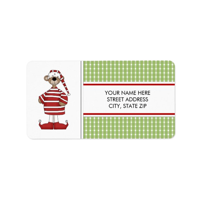 Weihnachtsbärenadresse Mailing Labels Adressaufkleber (Vorne)