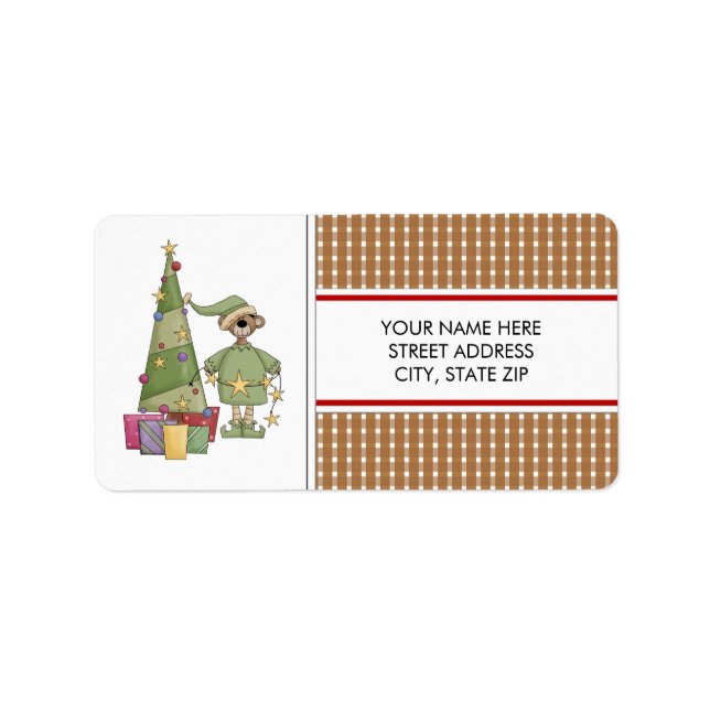 Weihnachtsbärenadresse Mailing Labels Adressaufkleber (Vorne)