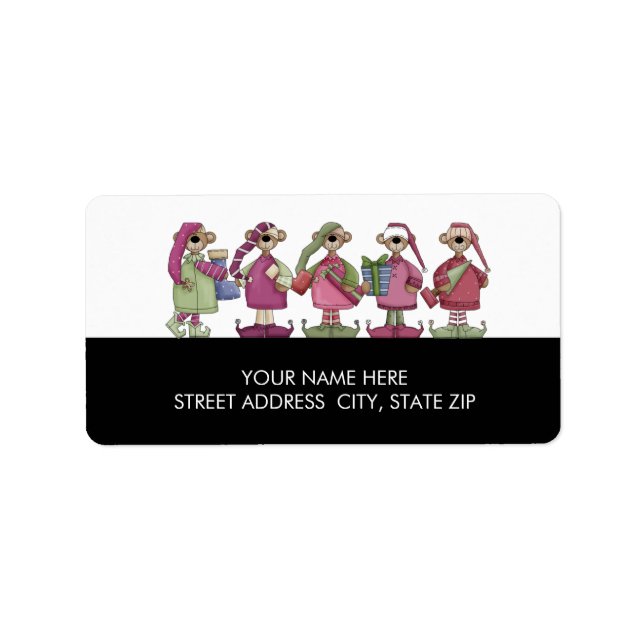 Weihnachtsbärenadresse Mailing Labels Adressaufkleber (Vorne)