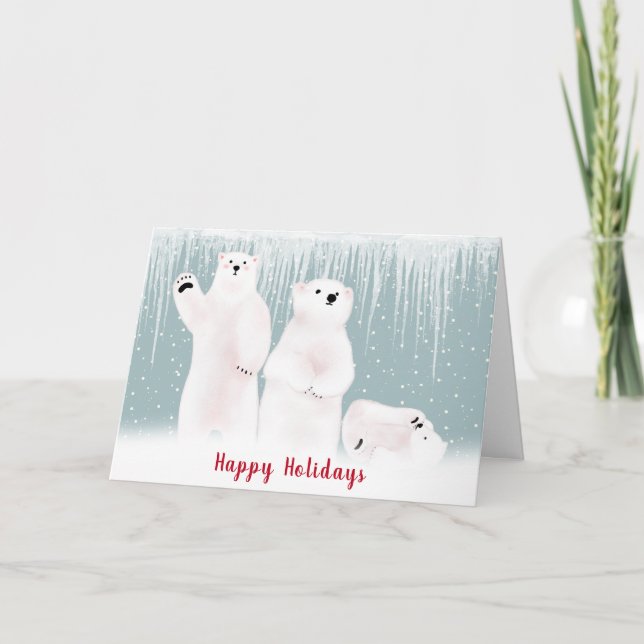 Weihnachtsbärenfamilie im Schnee Karte (Vorderseite)