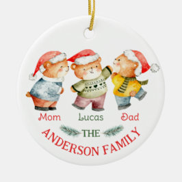 Weihnachtsbärenfamilien niedlich keramik ornament