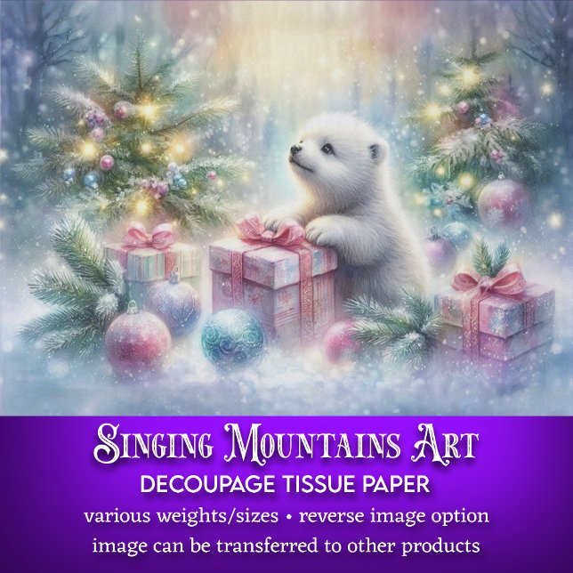 Weihnachtsbärenkuchen & Geschenke in Holz-Dekoupag Seidenpapier (Von Creator hochgeladen)