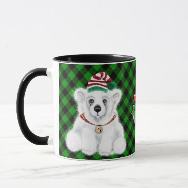 Weihnachtsbärenkuchen klassisch grün kariert tasse (Links)