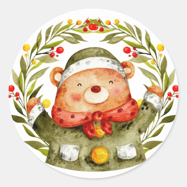 Weihnachtsbärensticker Runder Aufkleber (Vorderseite)