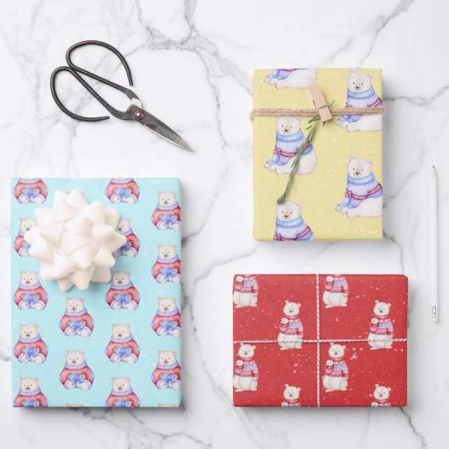 Weihnachtsbärenwrapping Paper Set Geschenkpapier Set (Vorderseite)