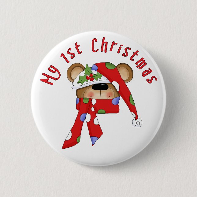 Weihnachtsbärn-Kopf-1. Weihnachten Button (Vorderseite)