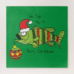 Weihnachtsbarsch Fischen Niedlicher Cartoon