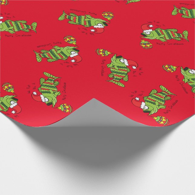 Weihnachtsbarsch Fischen Niedlicher Cartoon Geschenkpapier (Ecke)