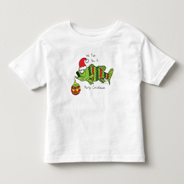 Weihnachtsbarsch Fischen Niedlicher Cartoon Kleinkind T-shirt (Vorderseite)