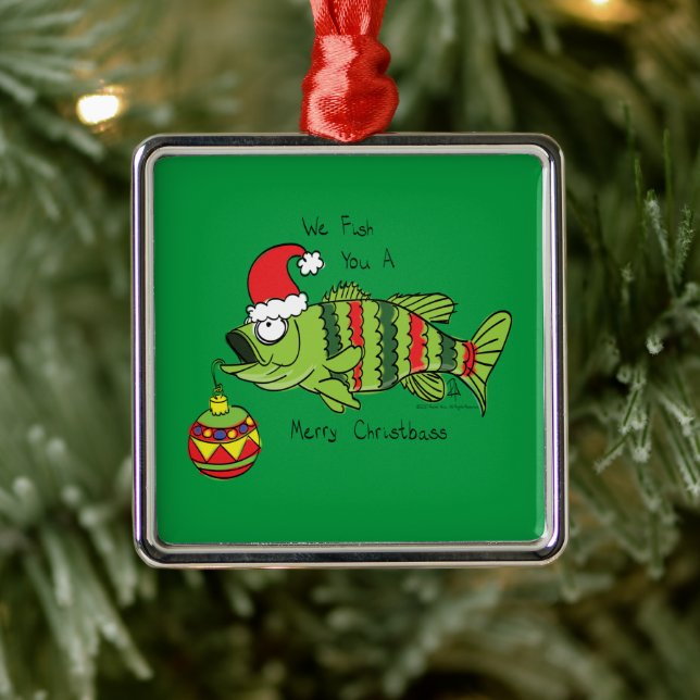 Weihnachtsbarsch Fischen Niedlicher Cartoon Ornament Aus Metall (Baum)