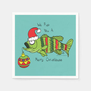 Weihnachtsbarsch Fischen Niedlicher Cartoon Serviette