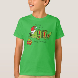 Weihnachtsbarsch Fischen Niedlicher Cartoon T-Shirt