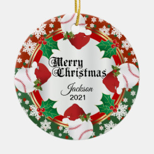Weihnachtsbaseball-Entwurf Keramik Ornament