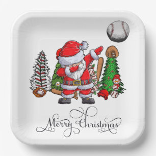 Weihnachtsbaseball mit Geschenken und Ball Feie Pappteller