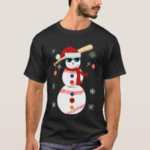 Weihnachtsbaseball-Schneemann-Santa-Hut-Geschenk T-Shirt