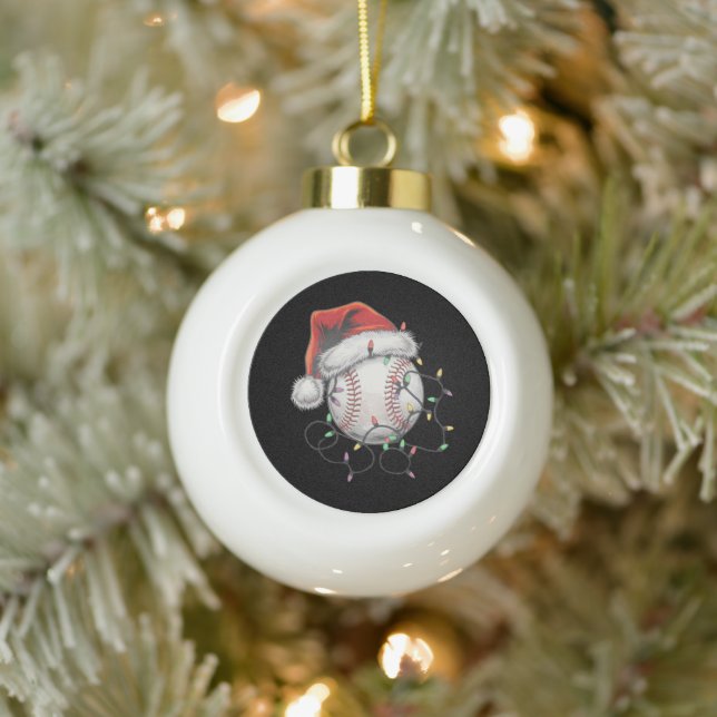 WeihnachtsBaseball-Spieler Keramik Kugel-Ornament (Baum)