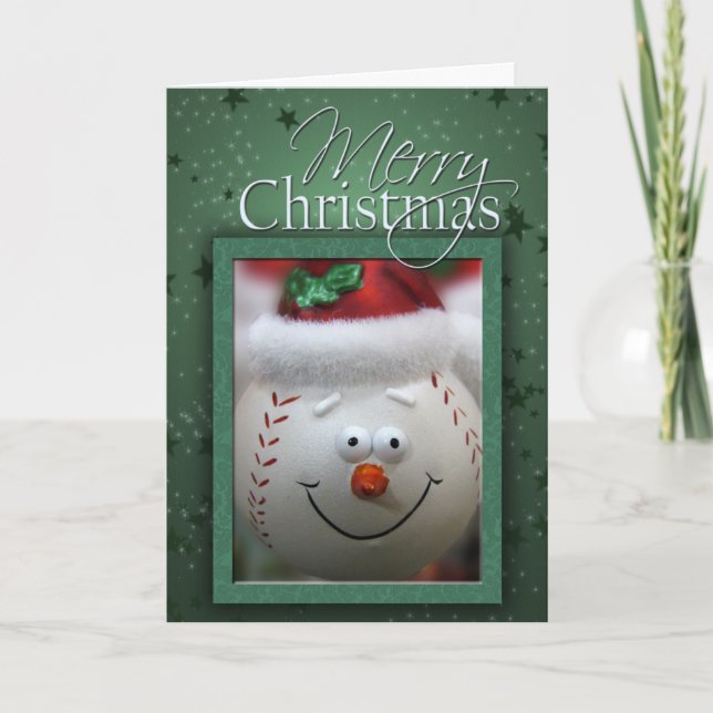 Weihnachtsbaseballkarte Feiertagskarte (Vorderseite)