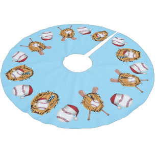 Weihnachtsbaseballs, Fledermäuse und Handschuhe Polyester Weihnachtsbaumdecke