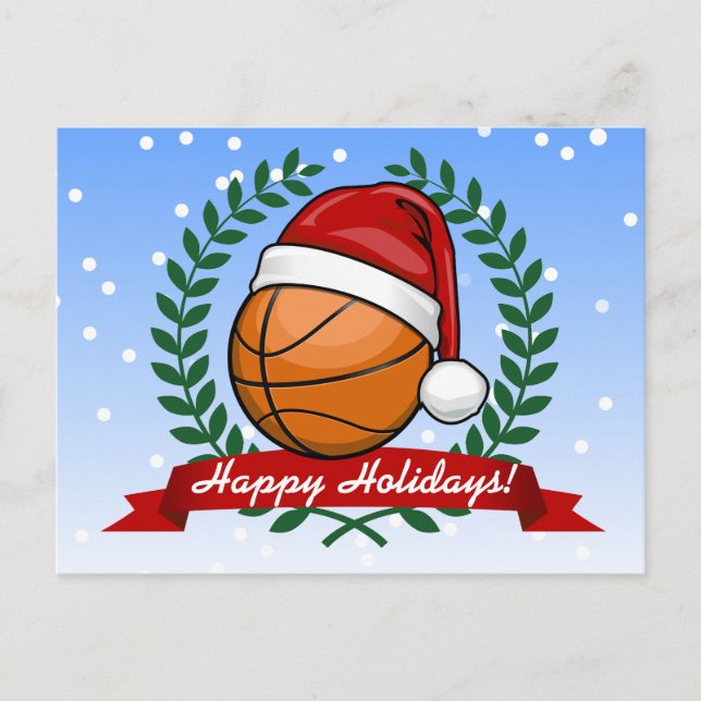 Weihnachtsbasketball Feiertagspostkarte (Vorderseite)