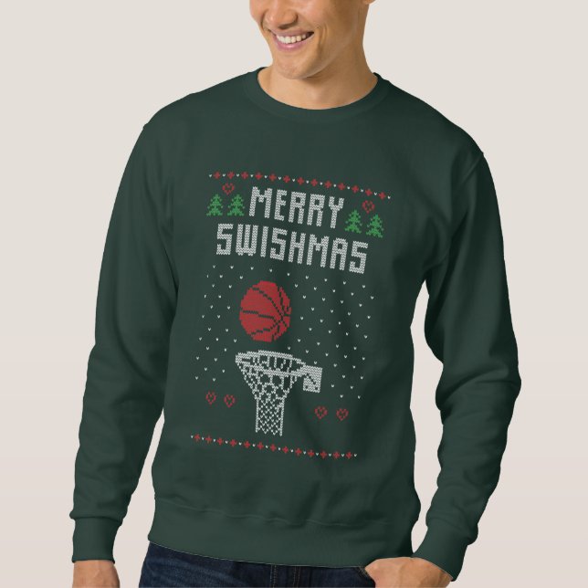 Weihnachtsbasketball hässlich Pullover Sweatshirt (Vorderseite)