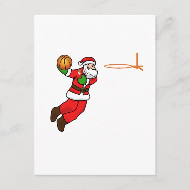 Weihnachtsbasketball-Spieler Feiertagspostkarte (Vorderseite)