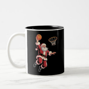 Weihnachtsbasketball Sportliebhaber Santa spielt Zweifarbige Tasse
