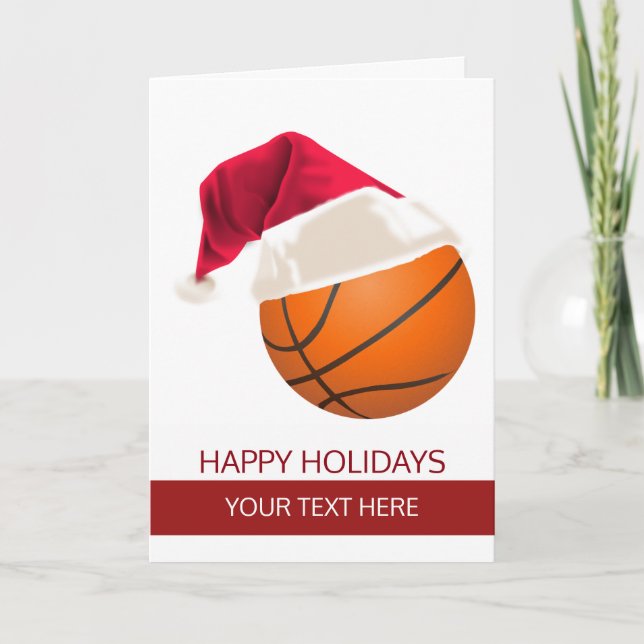 Weihnachtsbasketball Weihnachtsmannmütze Grußkarte Feiertagskarte (Vorderseite)