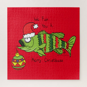 Weihnachtsbass Fischen Niedlicher Cartoon