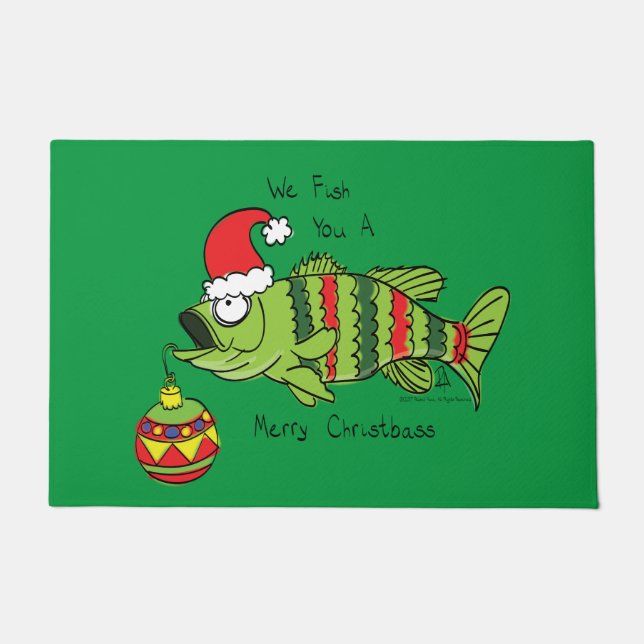 Weihnachtsbass Fischen Niedlicher Cartoon Fußmatte (Vorderseite)