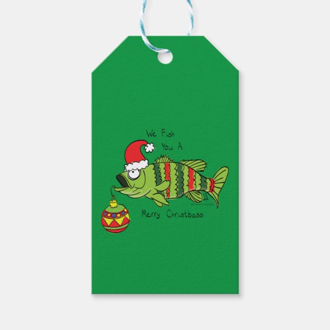 Weihnachtsbass Fischen Niedlicher Cartoon Geschenkanhänger (Vorderseite)