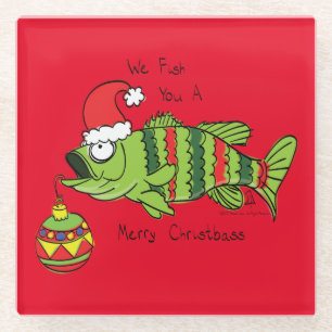 Weihnachtsbass Fischen Niedlicher Cartoon Glasuntersetzer