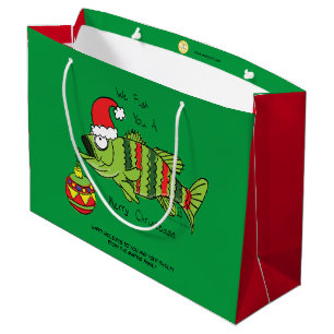 Weihnachtsbass Fischen Niedlicher Cartoon Große Geschenktüte