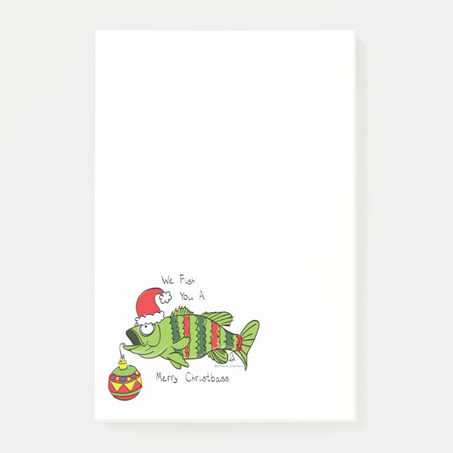 Weihnachtsbass Fischen Niedlicher Cartoon Post-it Klebezettel (Vorderseite)