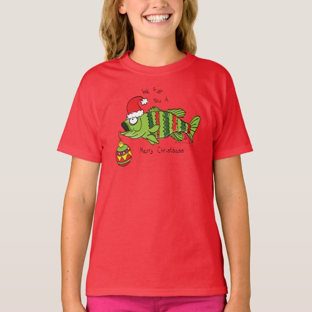 Weihnachtsbass Fischen Niedlicher Cartoon T-Shirt (Vorderseite)