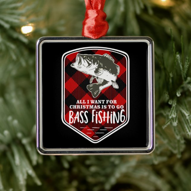 Weihnachtsbass-Zitat Rotes Kariertes Logo Ornament Aus Metall (Baum)