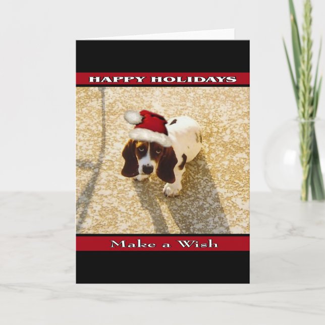 Weihnachtsbasset-Jagdhund Feiertagskarte (Vorderseite)