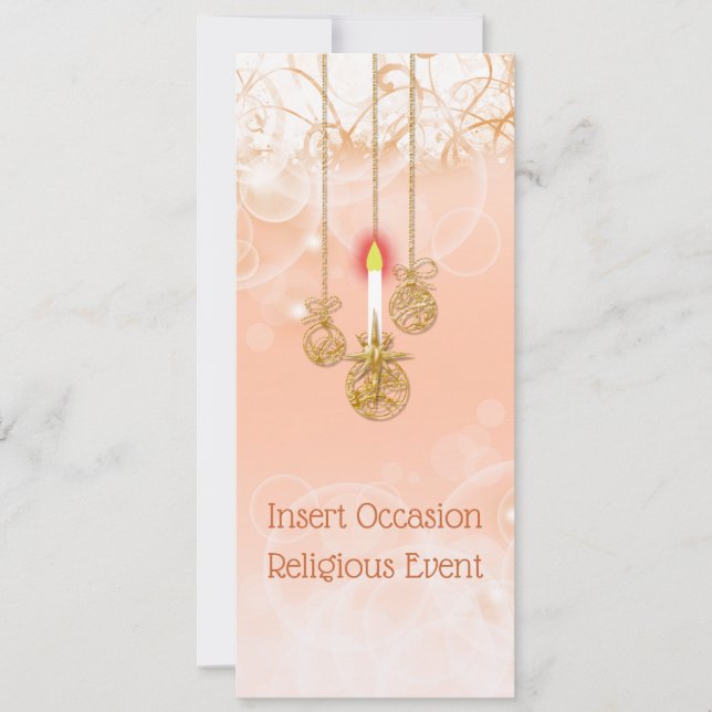 Weihnachtsbauble beleuchtete Kerzenblütenwirbel Einladung (Vorderseite)