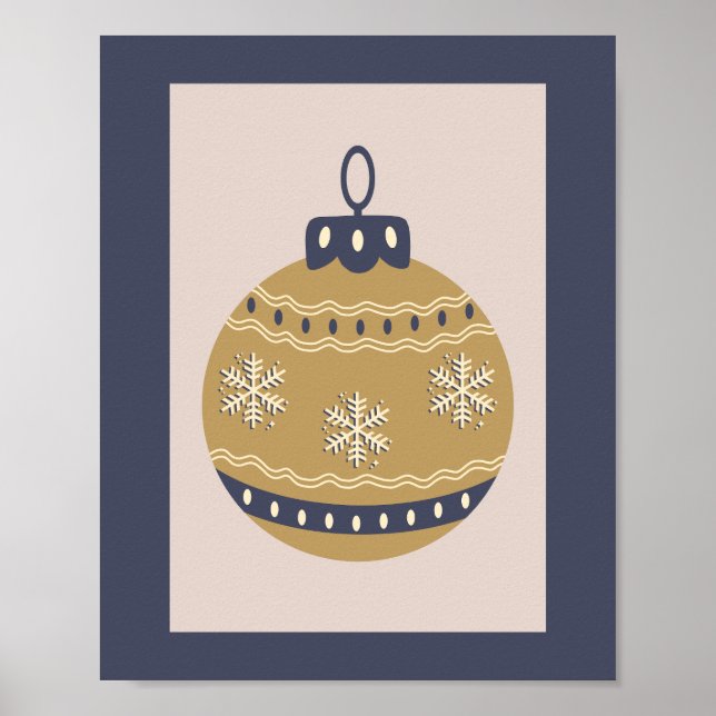 Weihnachtsbauble Gold und Blau Poster (Vorne)