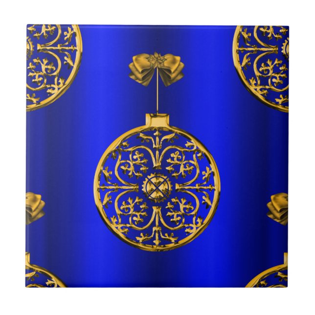 Weihnachtsbaubles auf Blue Fliese (Vorderseite)