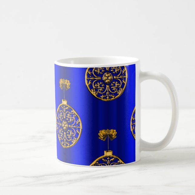 Weihnachtsbaubles auf Blue Kaffeetasse (Rechts)