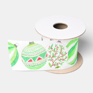 Weihnachtsbaubles handbemalt Aquarellfarbband Satinband