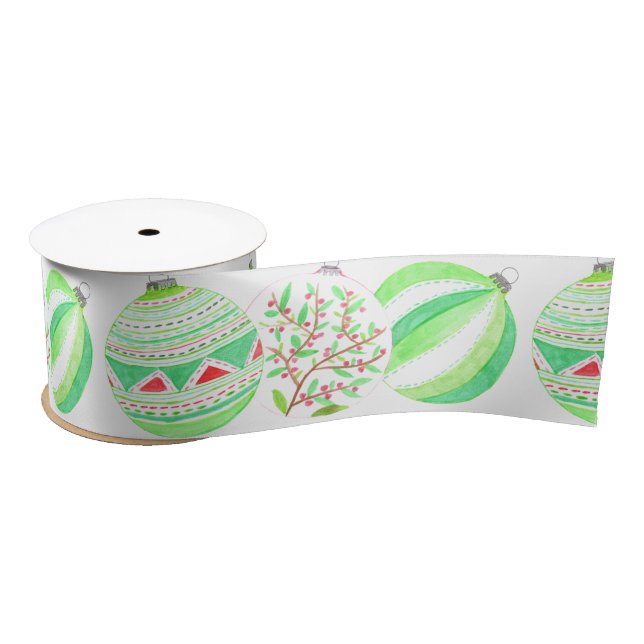 Weihnachtsbaubles handbemalt Aquarellfarbband Satinband (Spule)