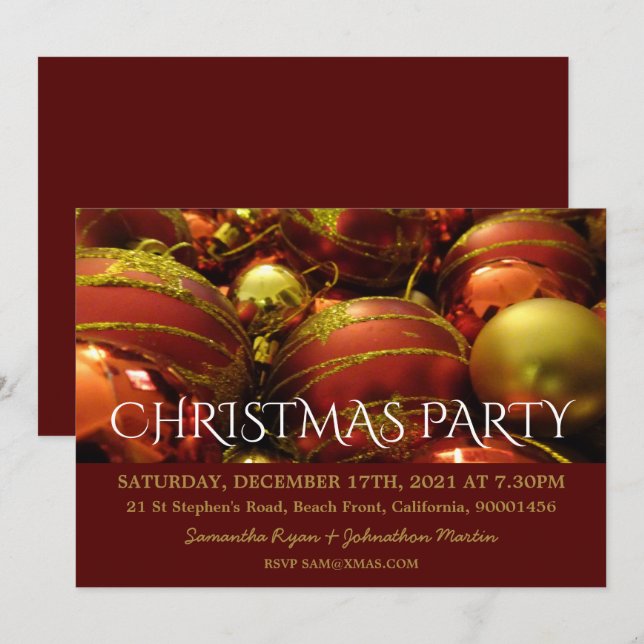 Weihnachtsbaubles Weihnachten Einladung (Vorne/Hinten)